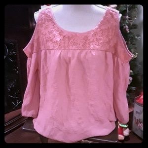 Mauve color blouse cut up holes on sleeves